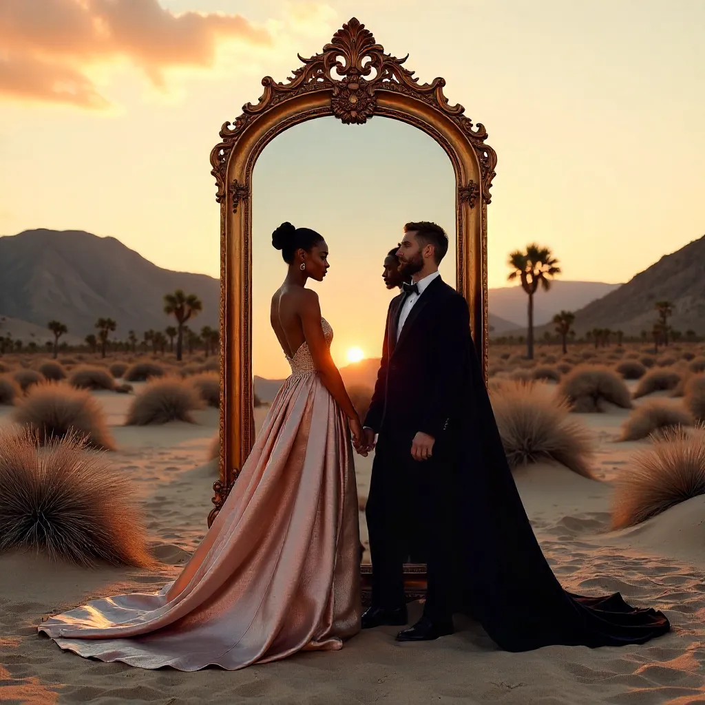 Mirror-Walled Fashion Portrait in Joshua Tree Desert