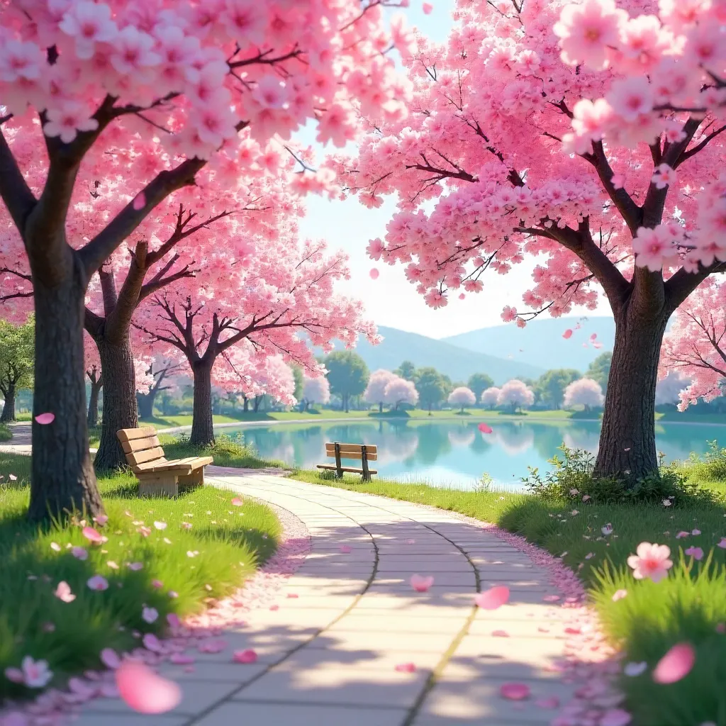 Cherry Blossom Pathway: Spring Serenity