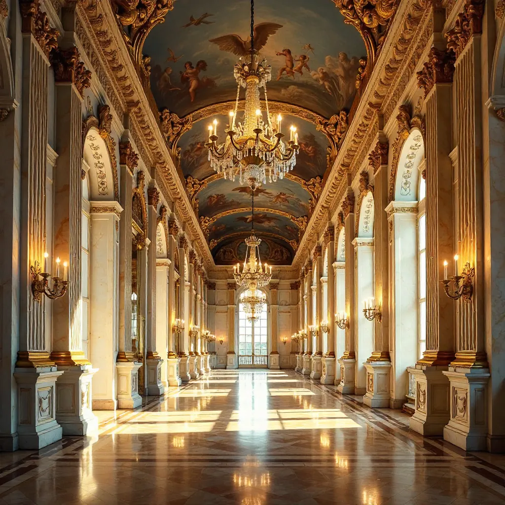 Ornate Versailles Interiors: Ceilings and Columns