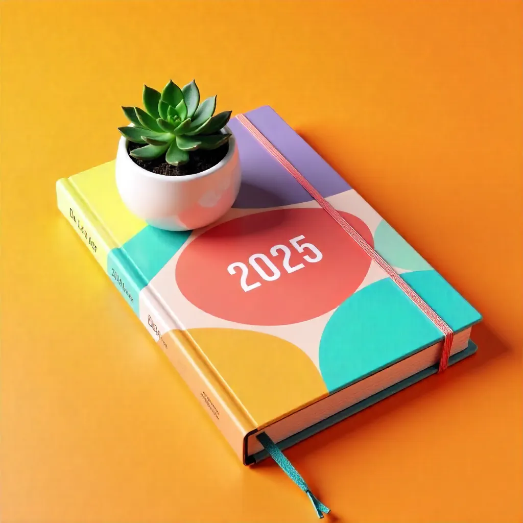 Vibrant 2025 Planner with Succulent on Orange
