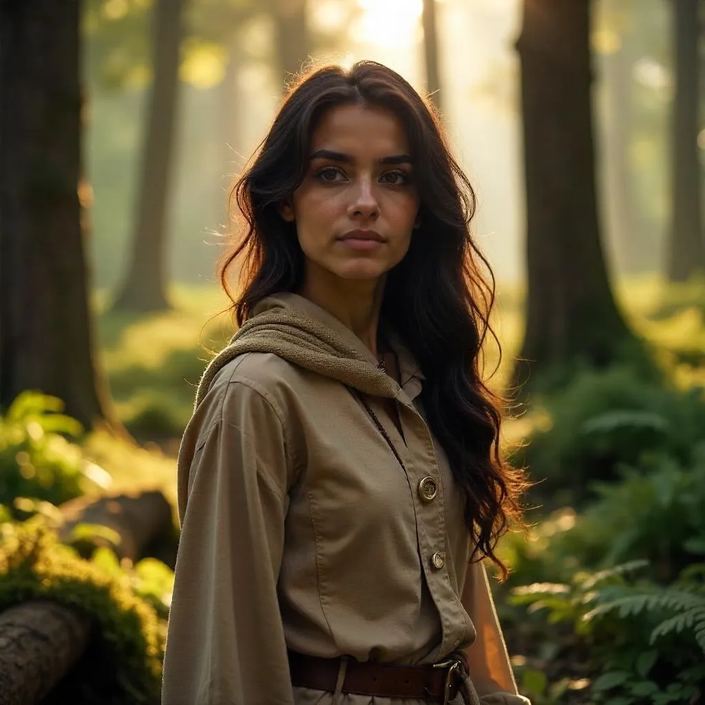 Forest Portrait of a Photorealistic Young Middle Eastern Woman
