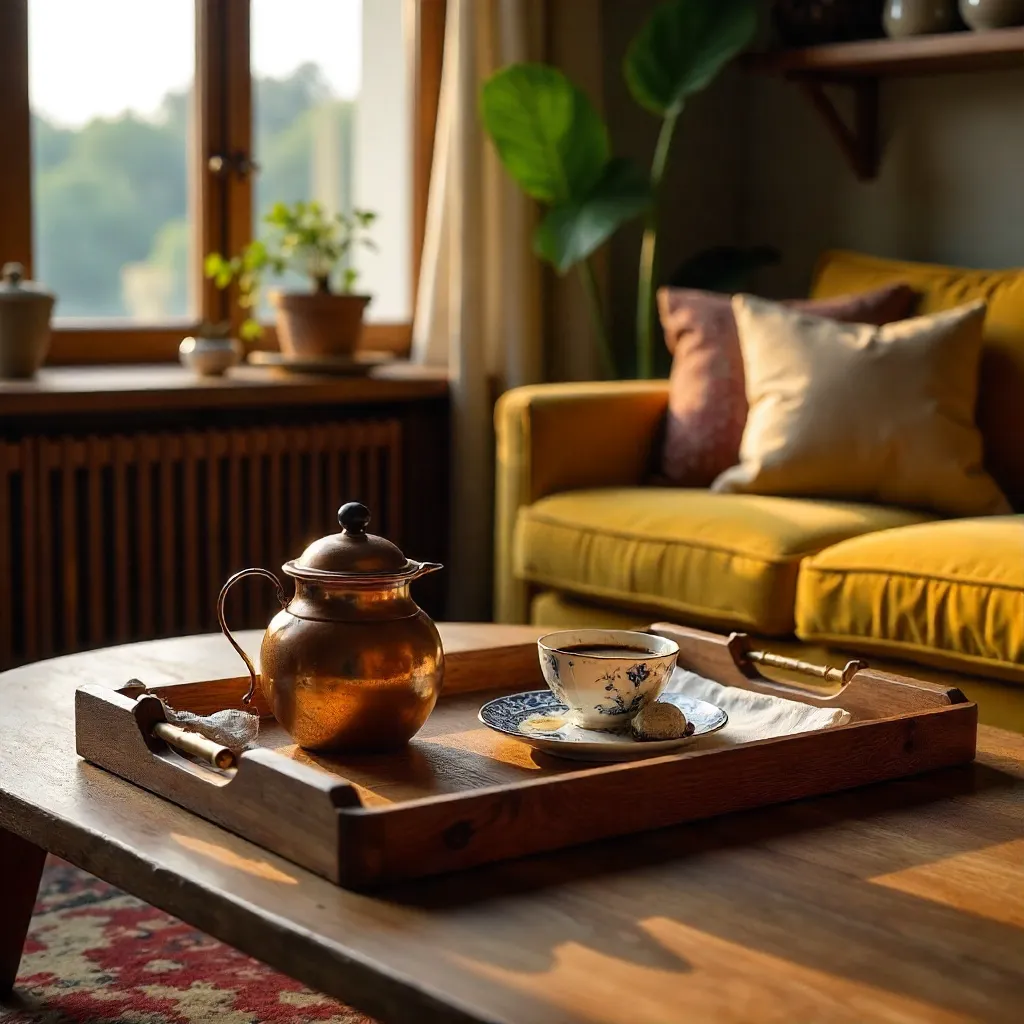 Warm Turkish Coffee on a Wooden Tray in Ankara Home
