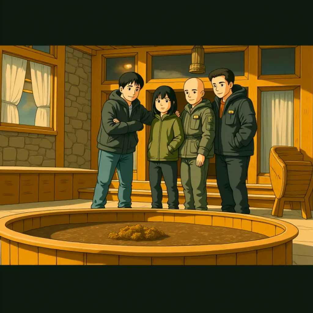 John Cusack, Clark Duke, Craig Robinson, and Rob Corddry in Hot Tub Time Machine (2010) - Anime style