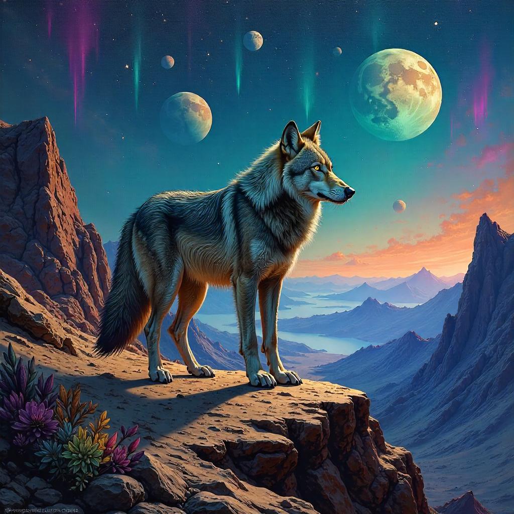 Lone Wolf in Oil on an Alien World