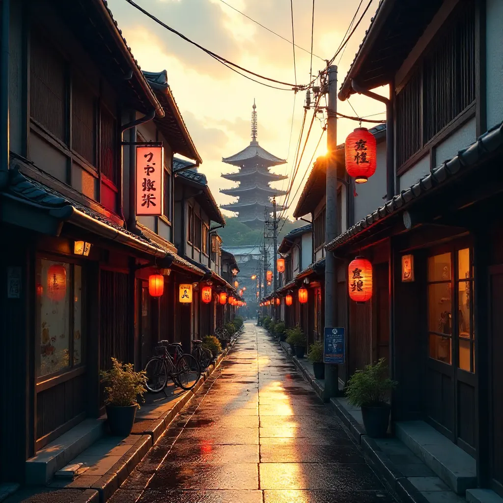 Kyoto Street: Machiya Facades Meet Modern Architecture