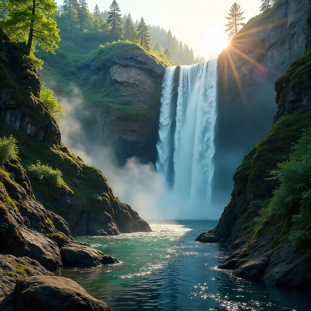 Whispering Falls Between Towering Cliff Faces