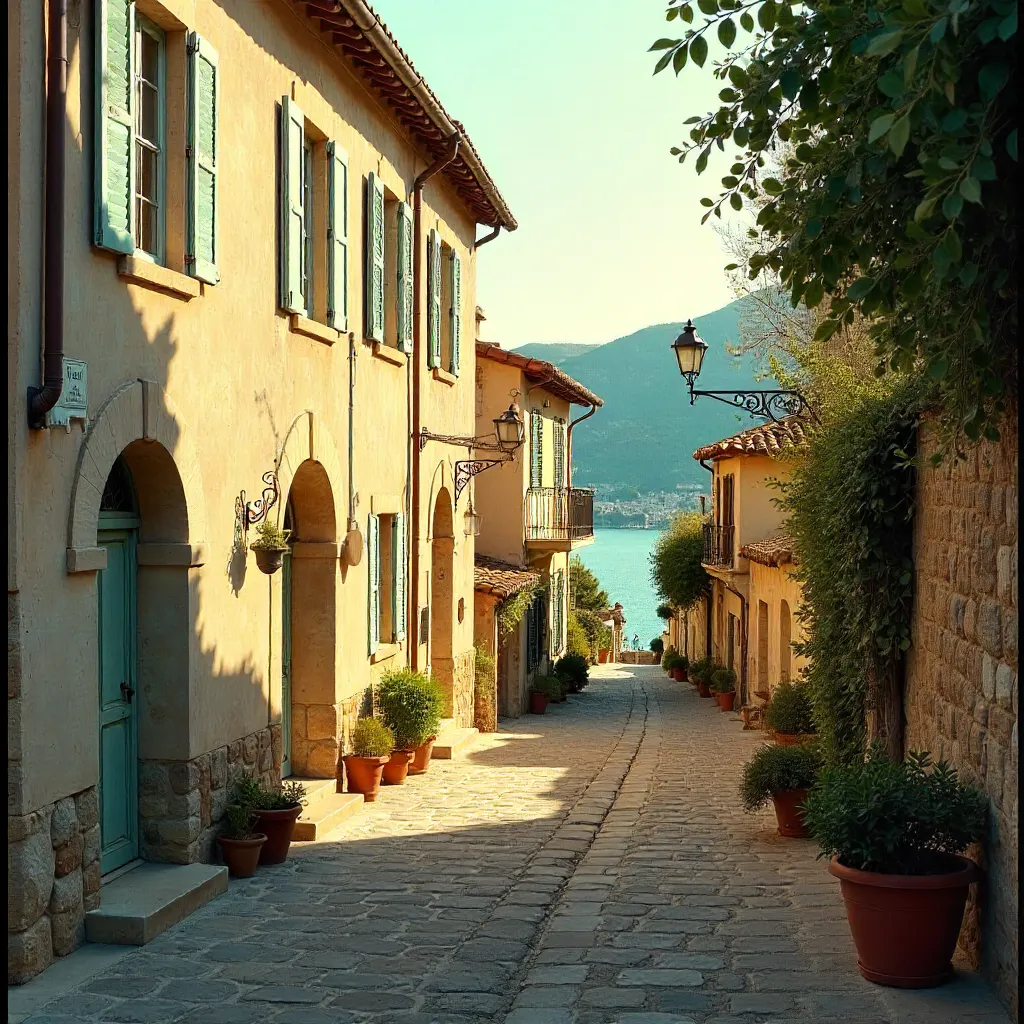 Corsican Vintage Street: Classic Architecture & Serene Light