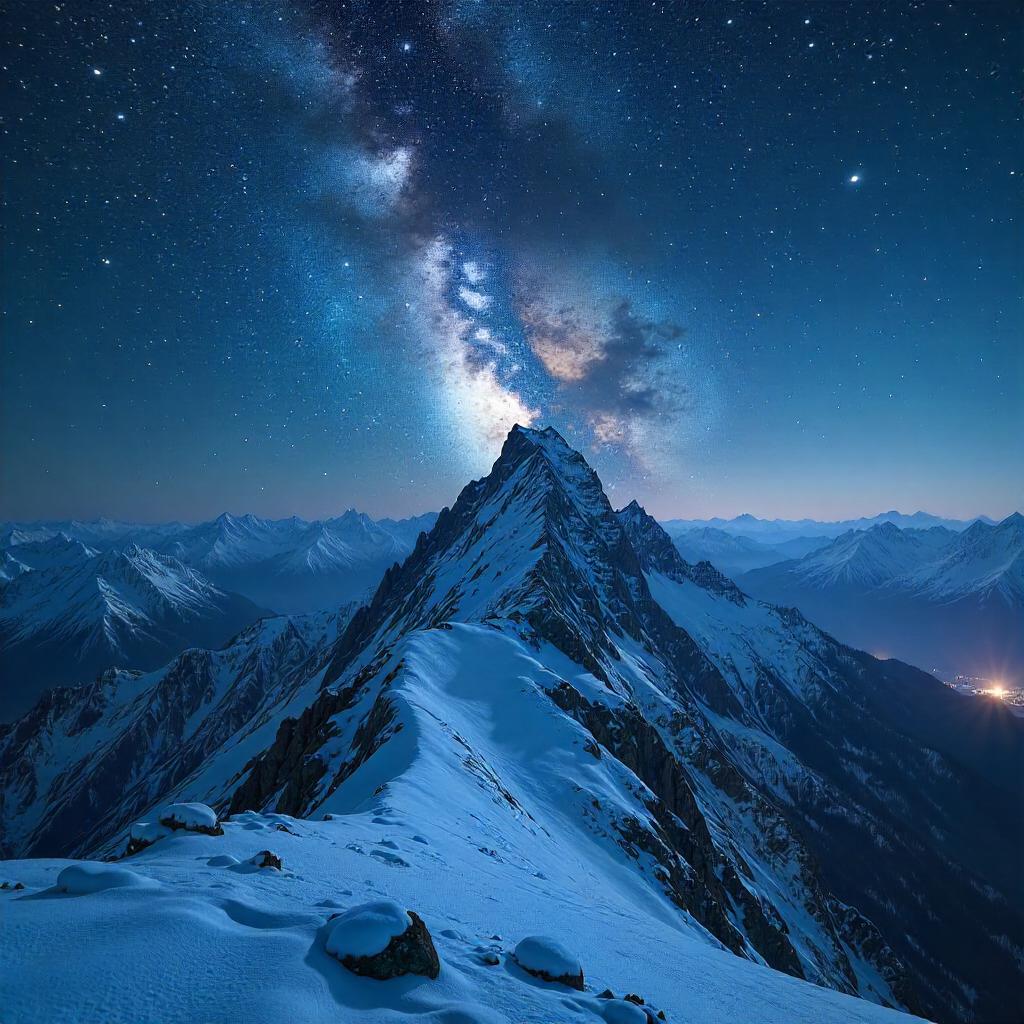 Constellations Over a Snowy Mountain Peak