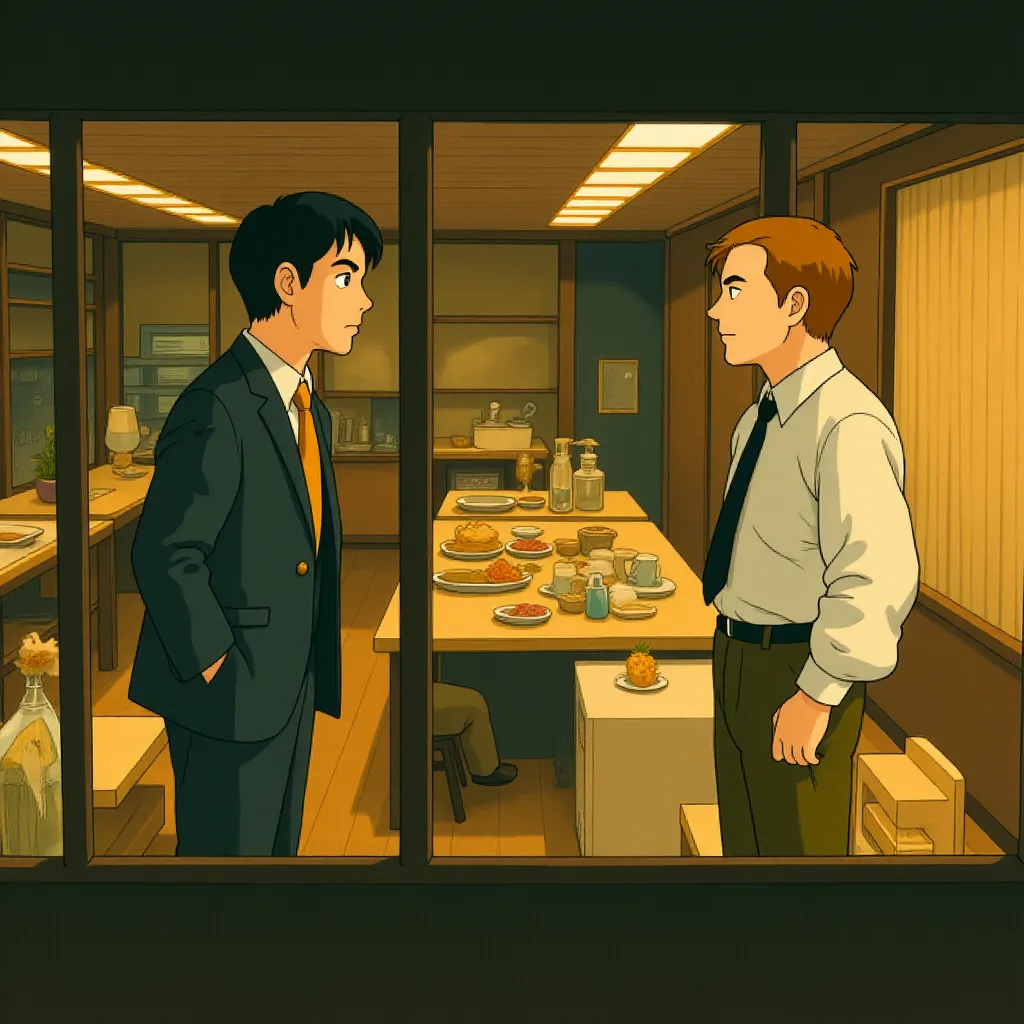Matt Damon and Martin Sheen in The Departed (2006) - Anime style