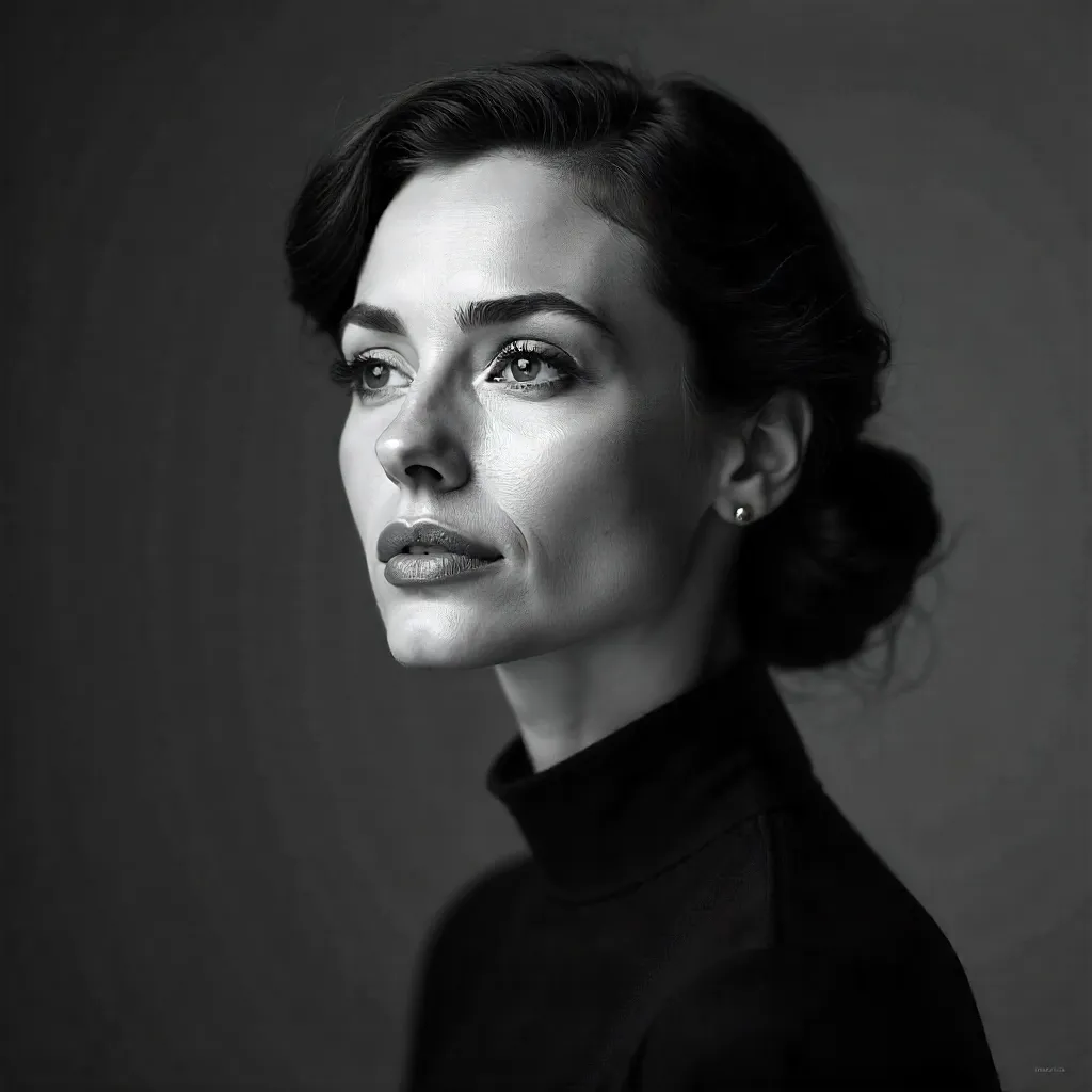 Thoughtful Elegance: Black-and-White Portrait