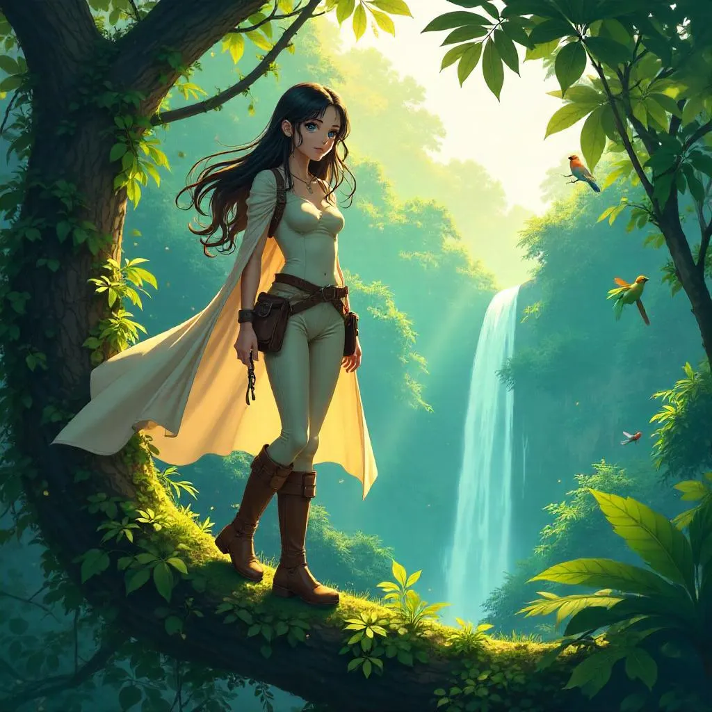 Anime Beauty in a Jungle Canopy