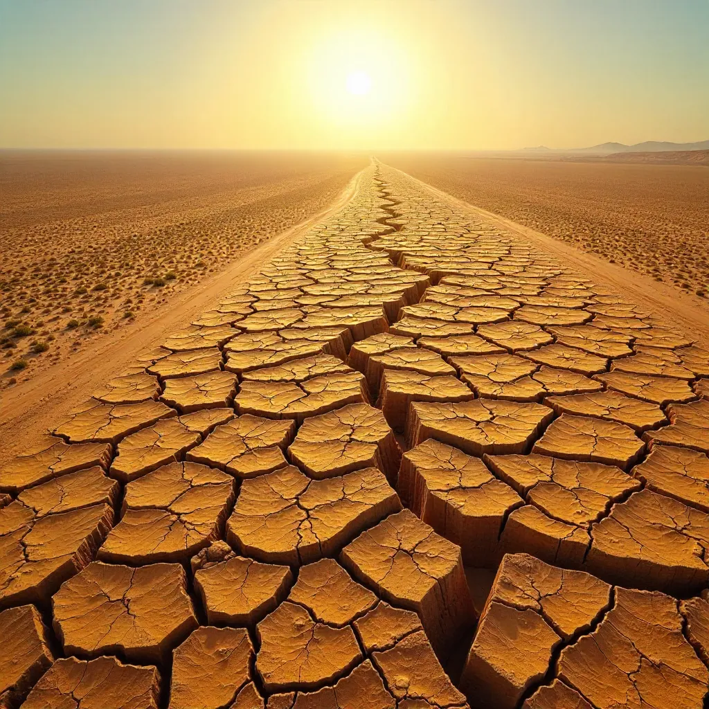 Cracked Earth from Above: Drought & Climate Change