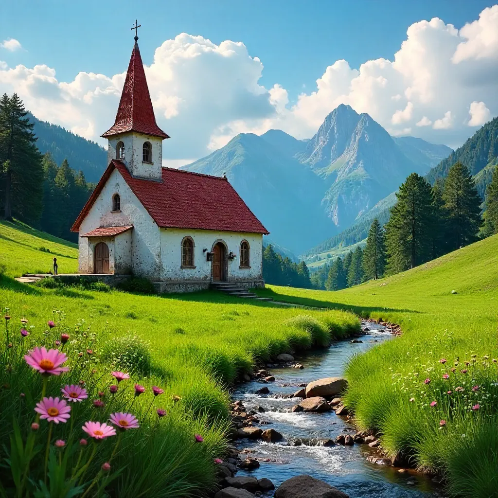 Slovak Church Amid Tatras and Verdant Valleys