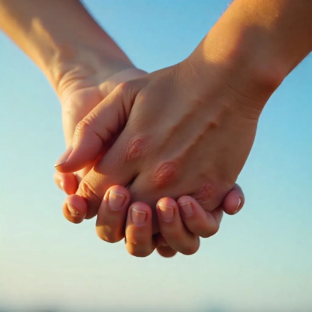 Holding Hands Under a Clear Blue Sky