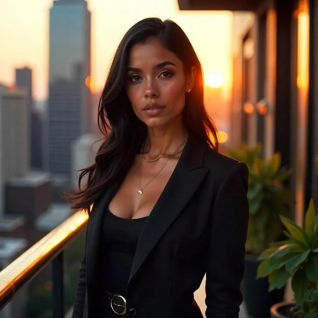 Confident Latina on a Balcony - Photoreal Portrait