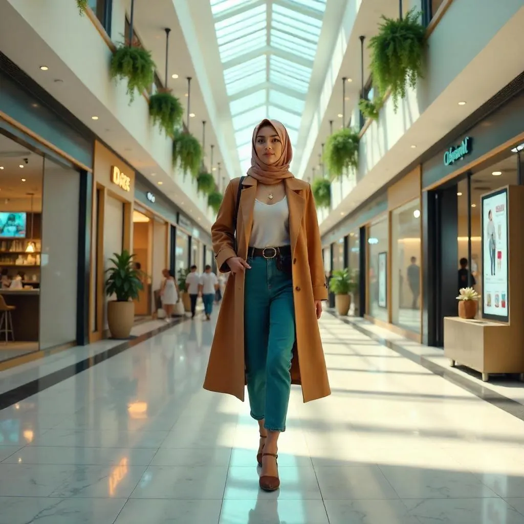 Concept Art: A Young Middle Eastern Woman in a Modern Mall