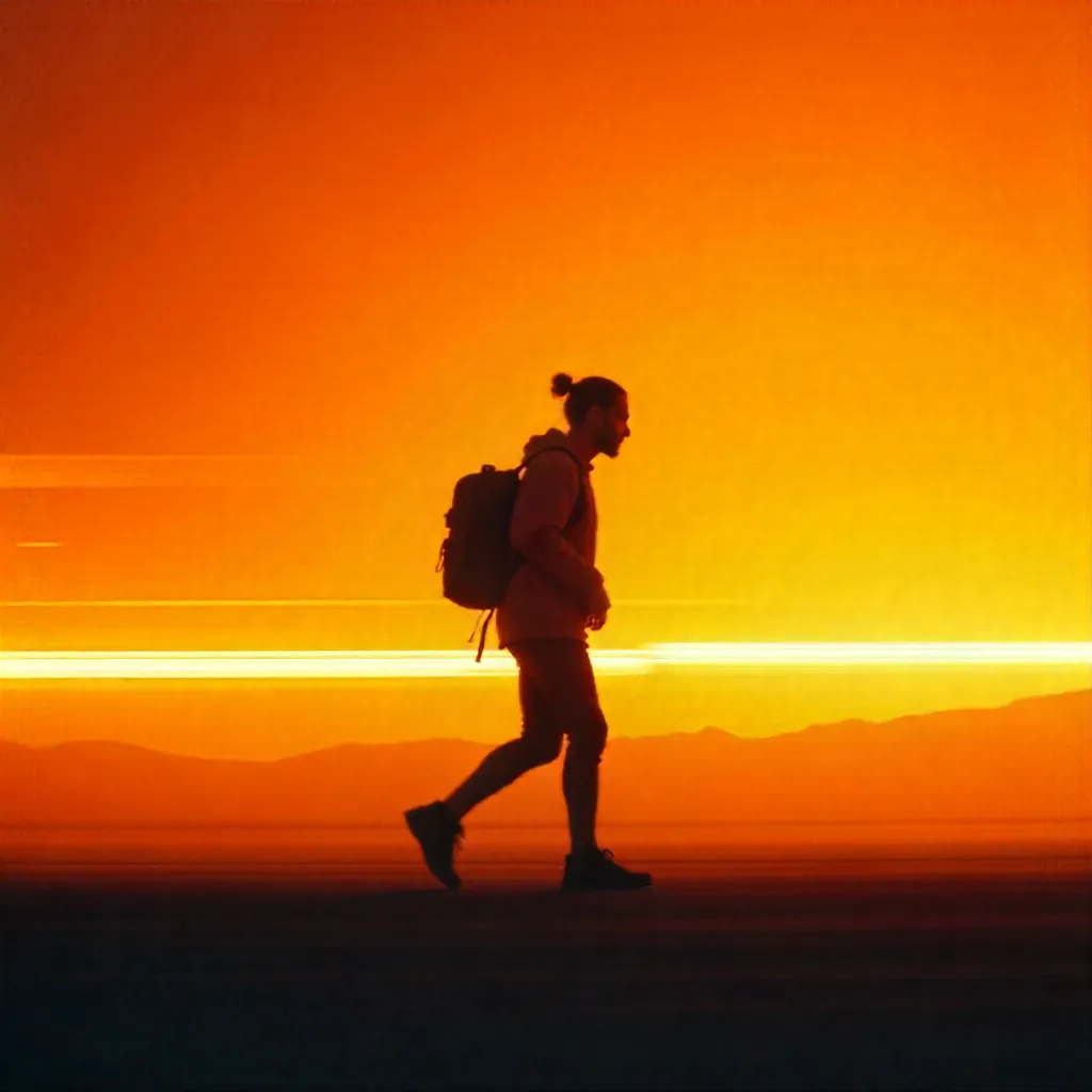 Cinematic Orange Silhouette in Motion Blur