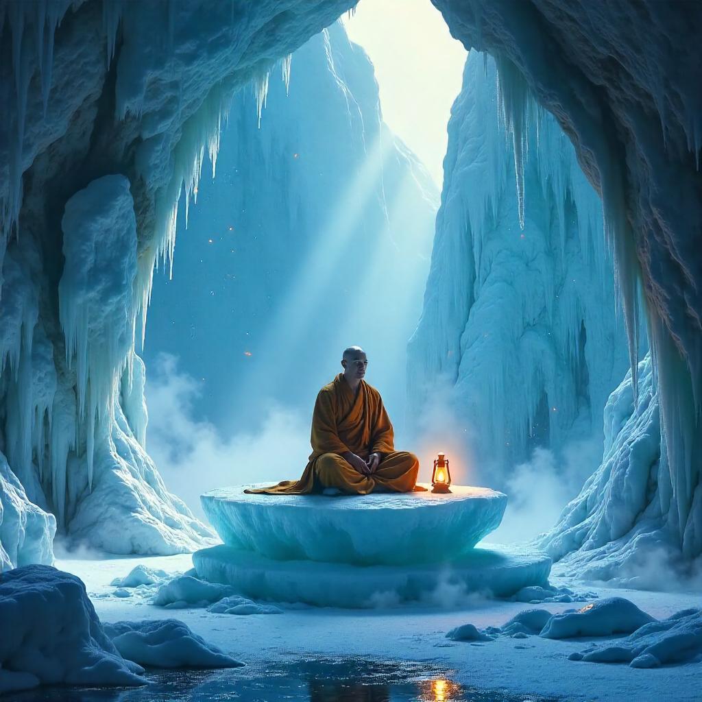 Monk in an Ice Cave: Concept Art Scene