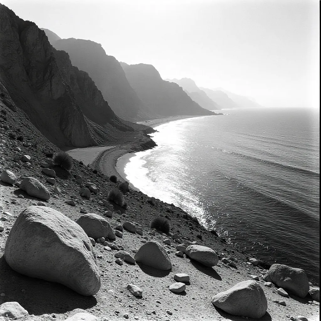 Monochrome Sinai: Rugged Mountains and Red Sea Coast