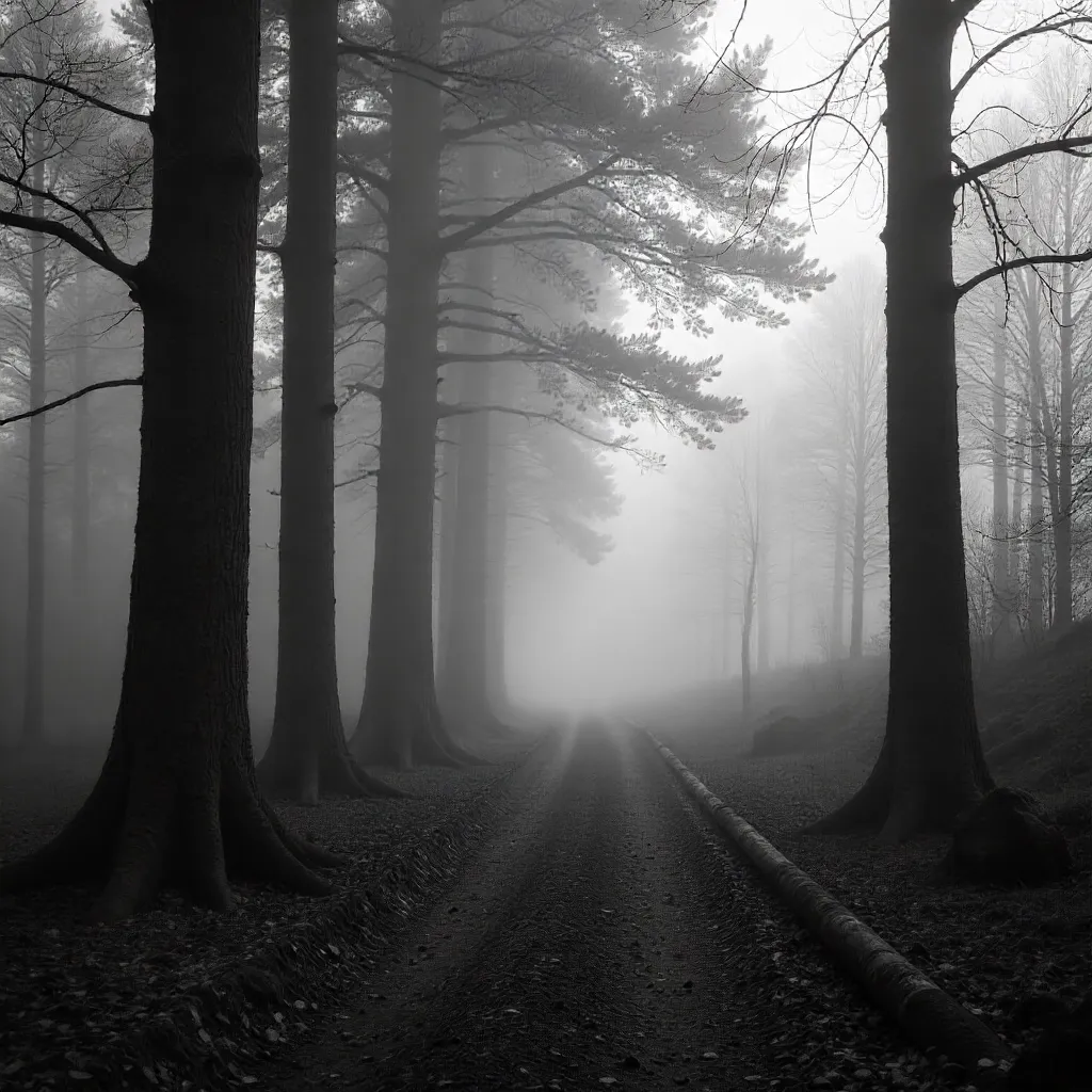 Fogbound Saxon Forest in Monochrome