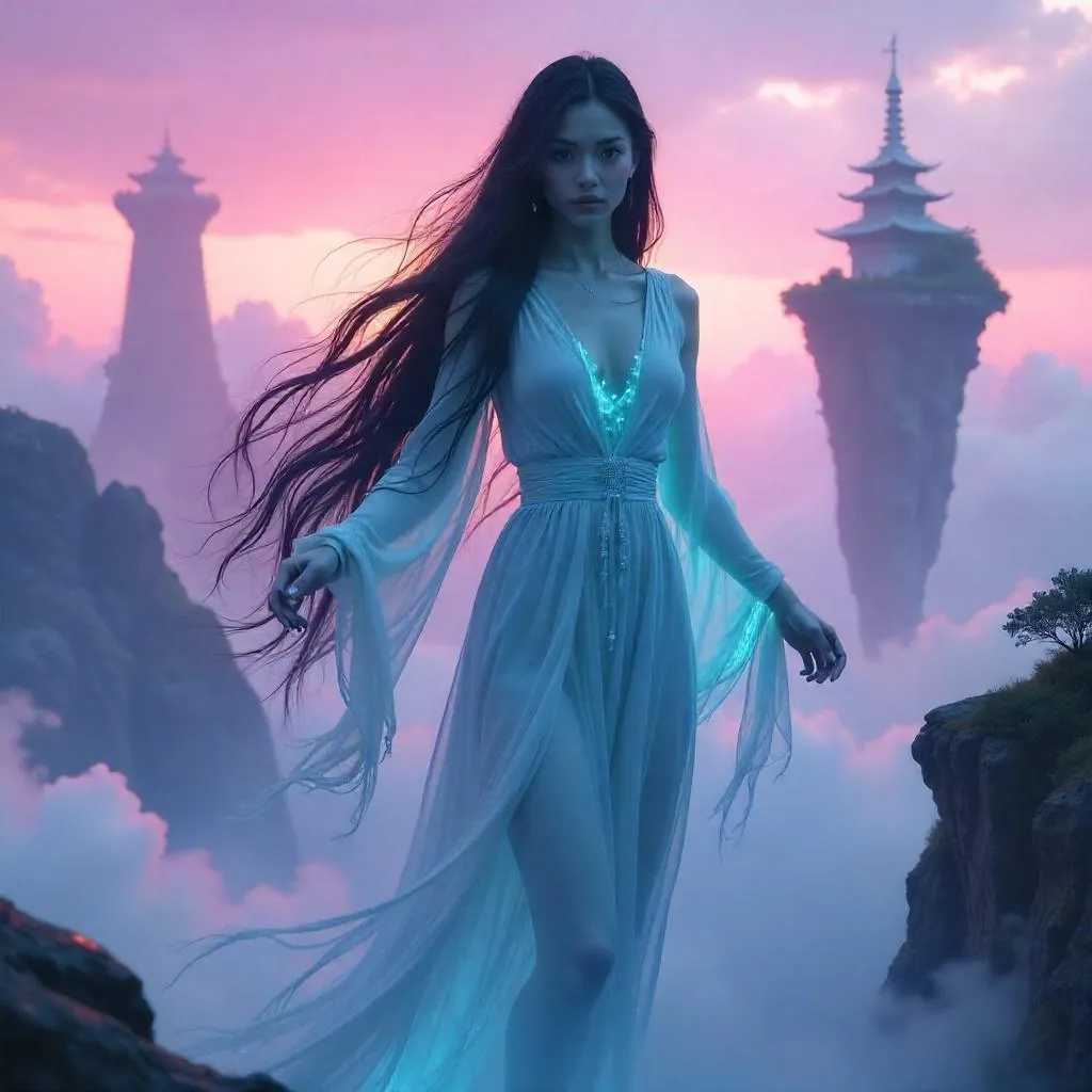 Ethereal Banshee in a Surreal Dreamworld 3D Render