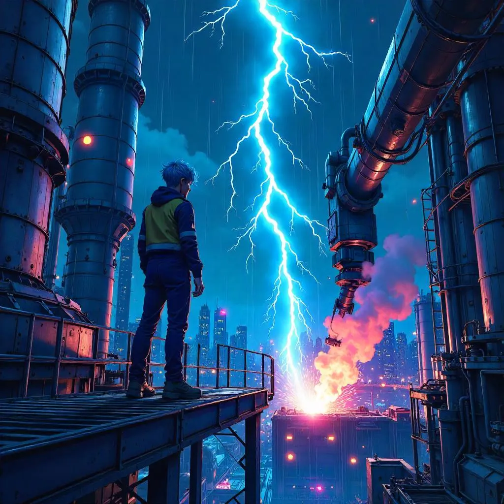 Lightning in a Neon Factory: Anime Studio Scene