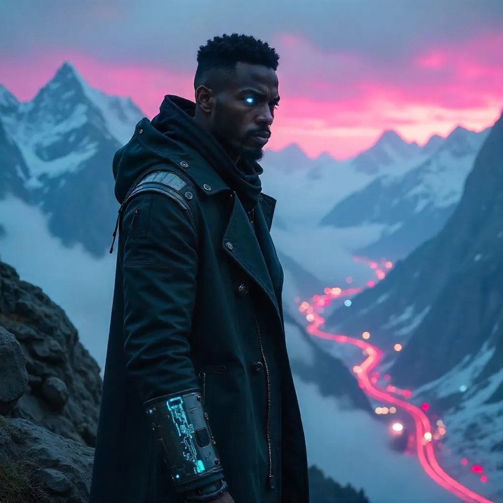 Cyberpunk Mountaintop Warrior
