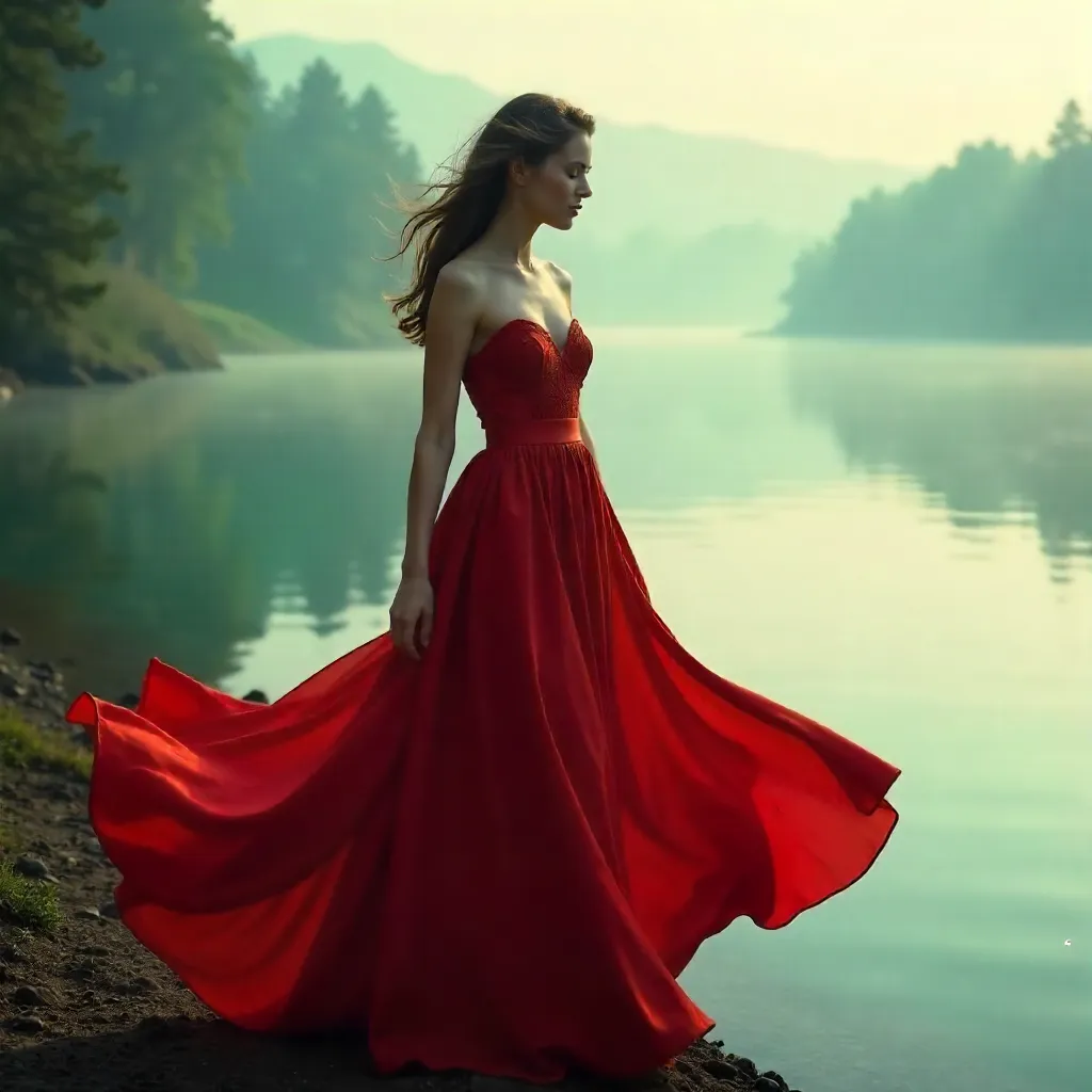 Red Dress by Misty Turquoise Lake