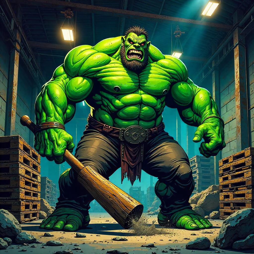 Ogre in a Neon Warehouse: Comic Book Style
