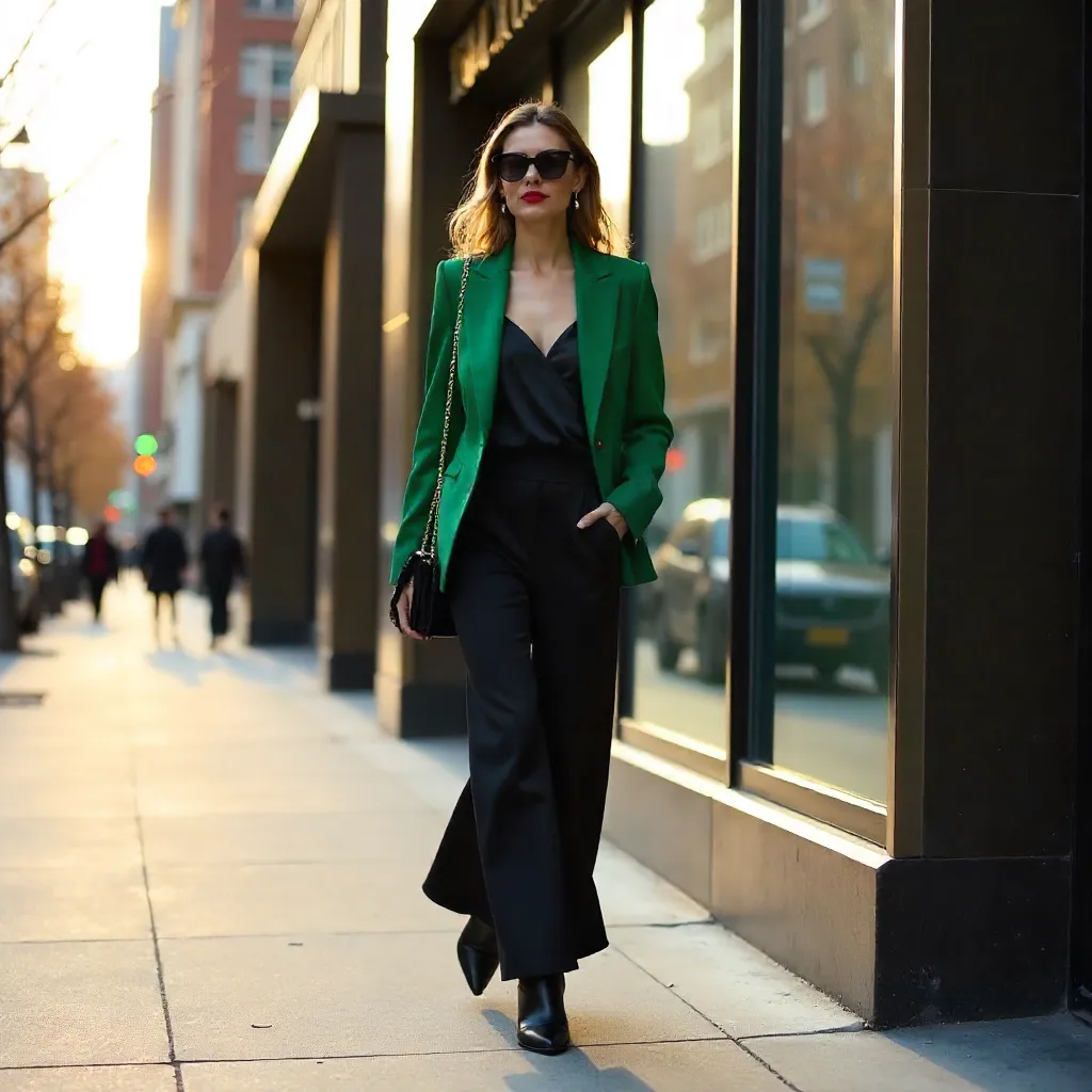 Confident Stylish Woman by Modern Glass Building