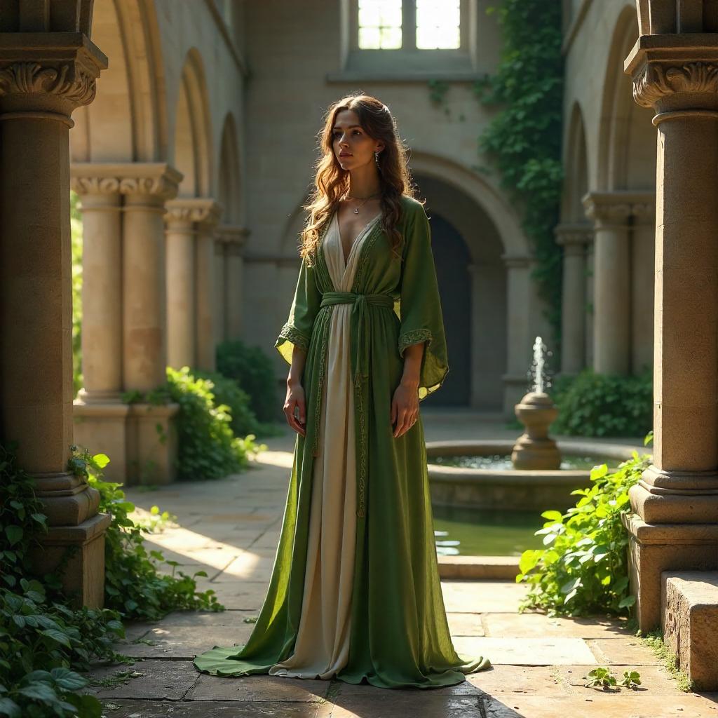 Nymph in a Monastery Cloister – Photoreal Portrait