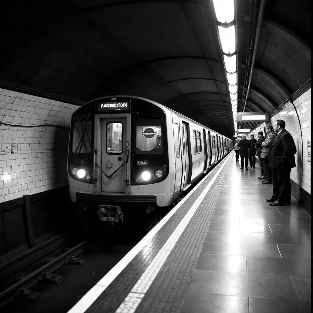 Monochrome London Underground at the Platform
