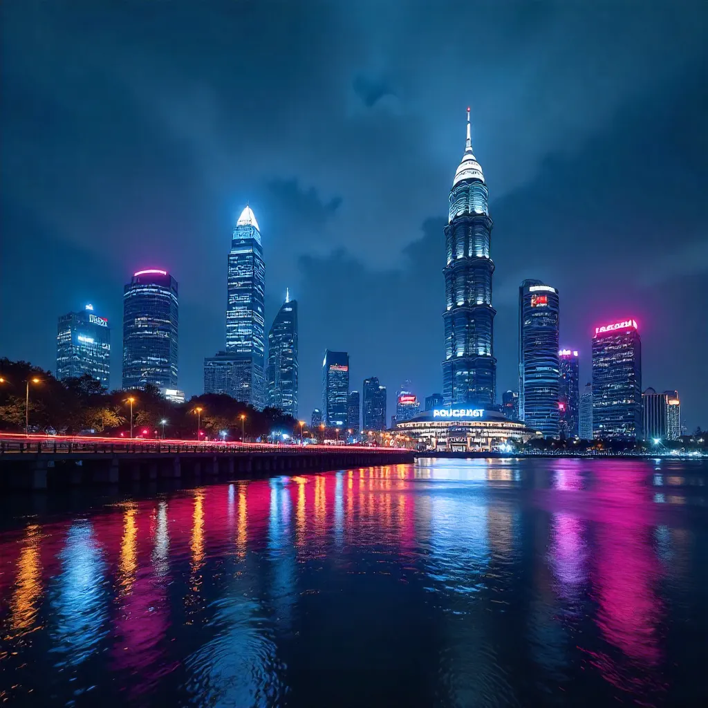 Jakarta Night Neon Skyline in Motion