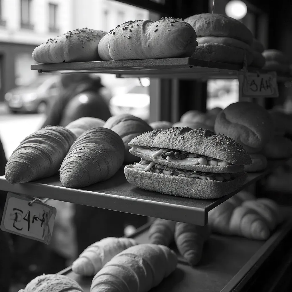 Paris Bakery Sandwiches in Black and White
