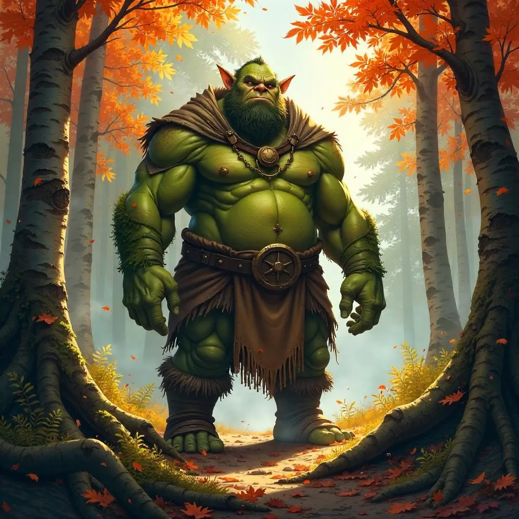 Ogre in Autumn Forest - Digital Art