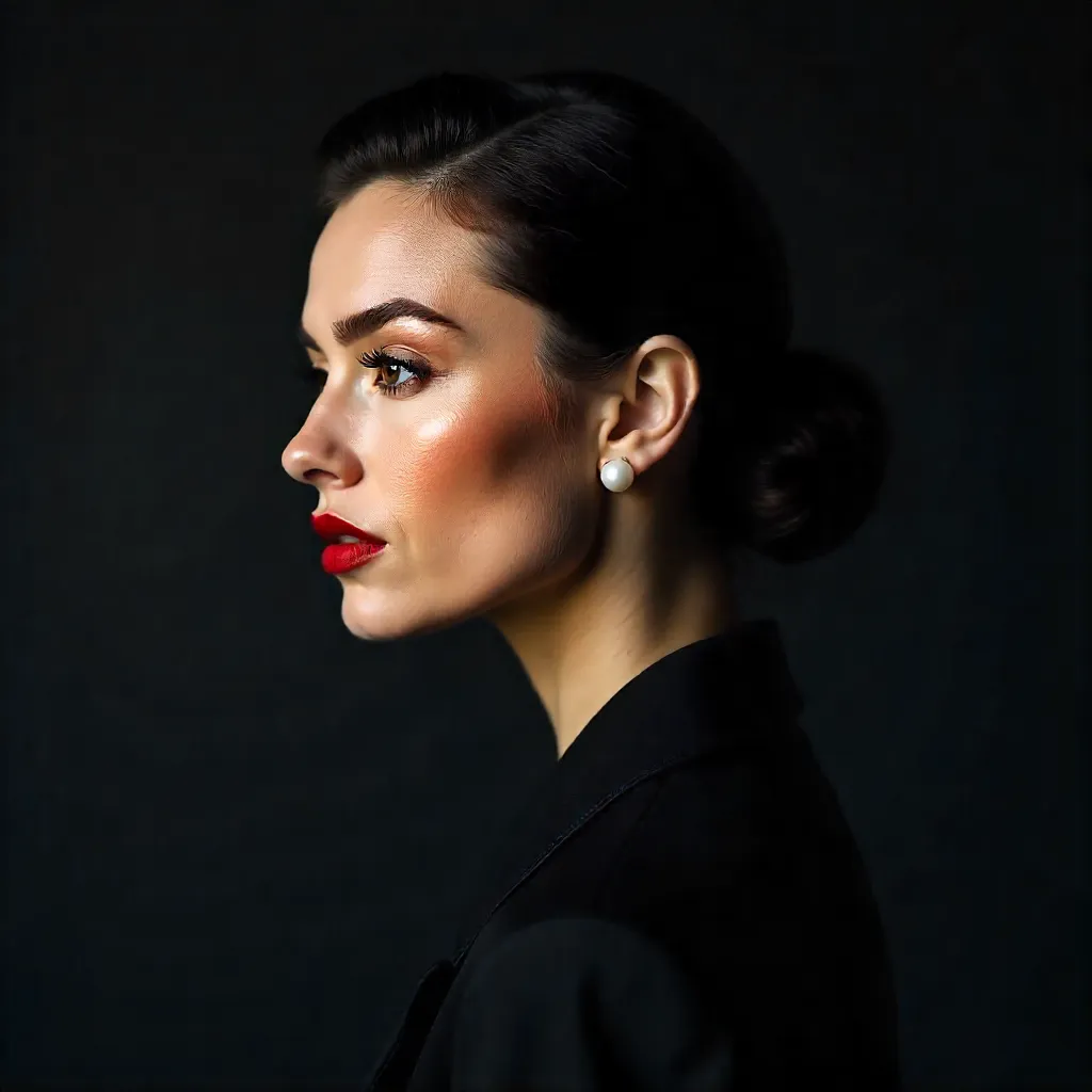 Bold Side Profile Portrait with Sleek Wet Hair
