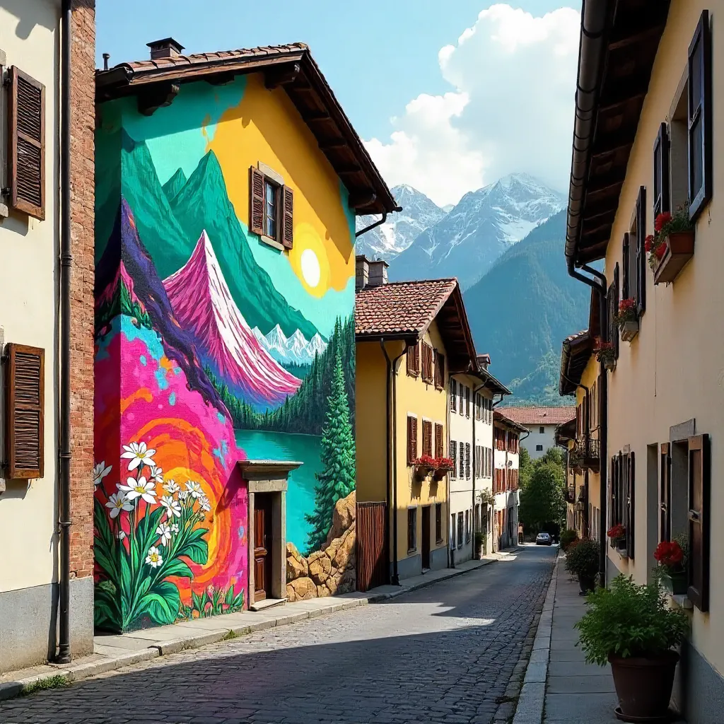 Colorful Mural on Swiss Alley Facade