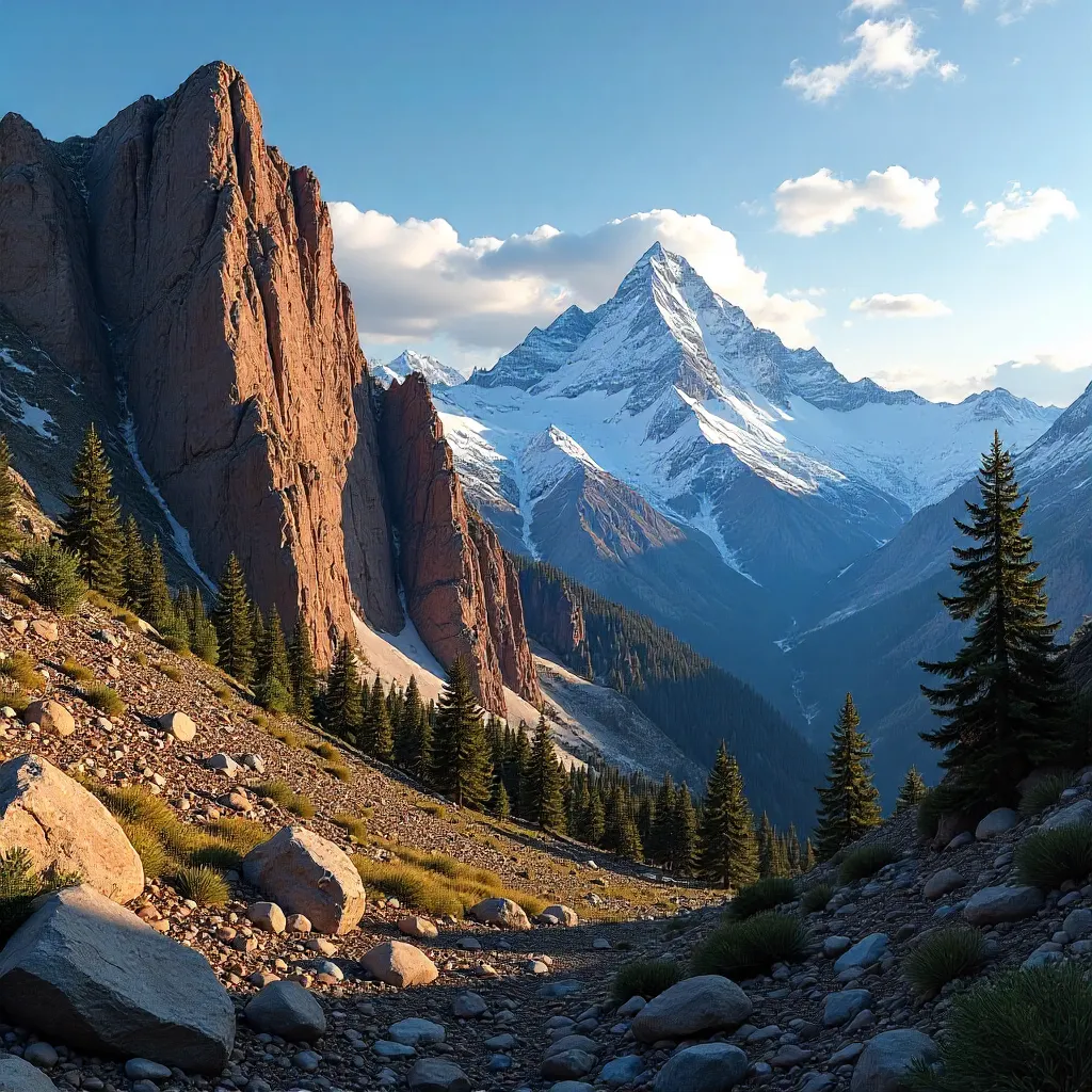 Rugged Cliffs and Snow-Capped Peaks at Pikes Peak