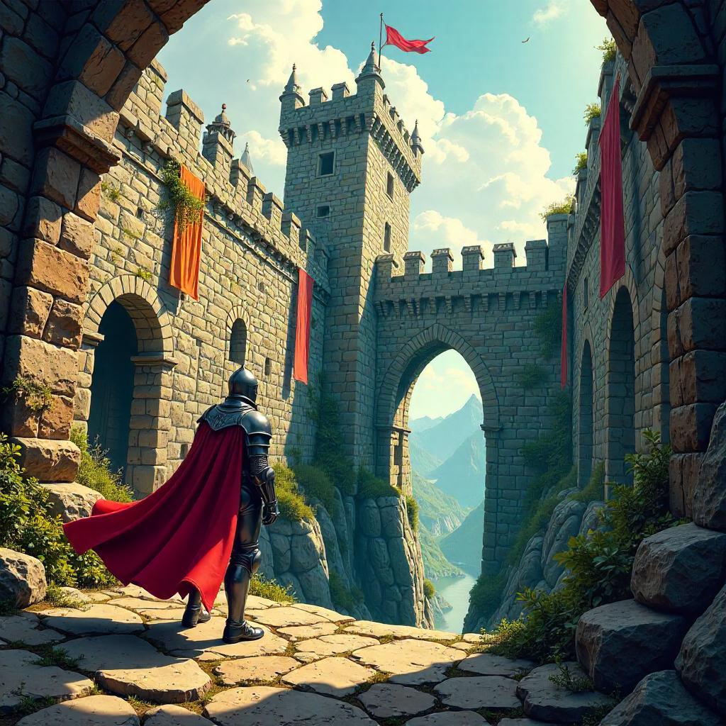 Canyon in a Castle Courtyard, Comic Book Style
