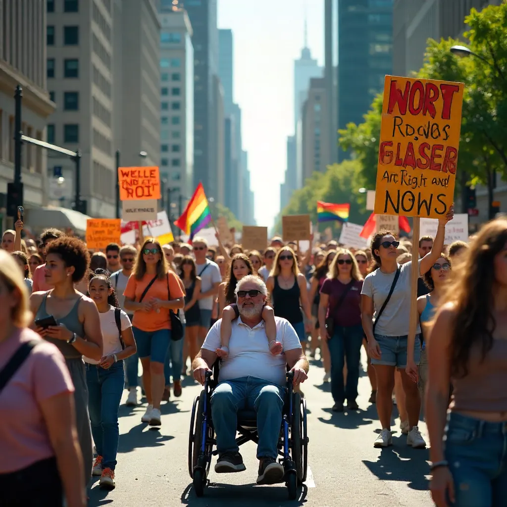 Diverse Crowd Protesting for Social Justice
