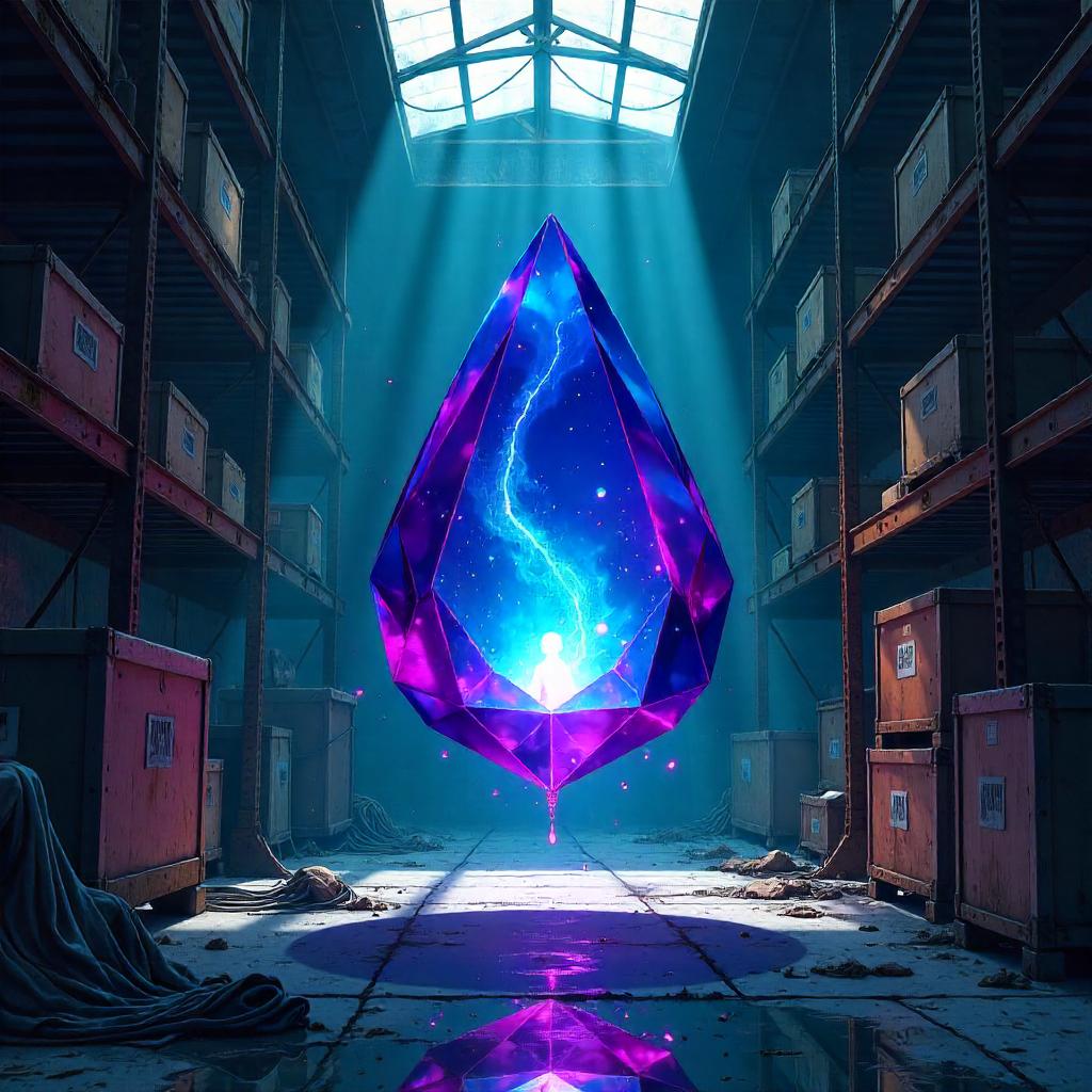 Soul Gem in a Neon Warehouse - Anime Style