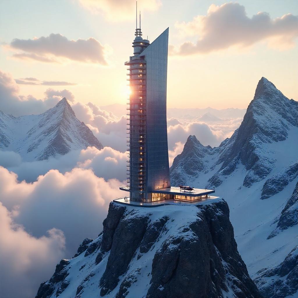 Skyward Summit: Mountain Peak Skyscraper