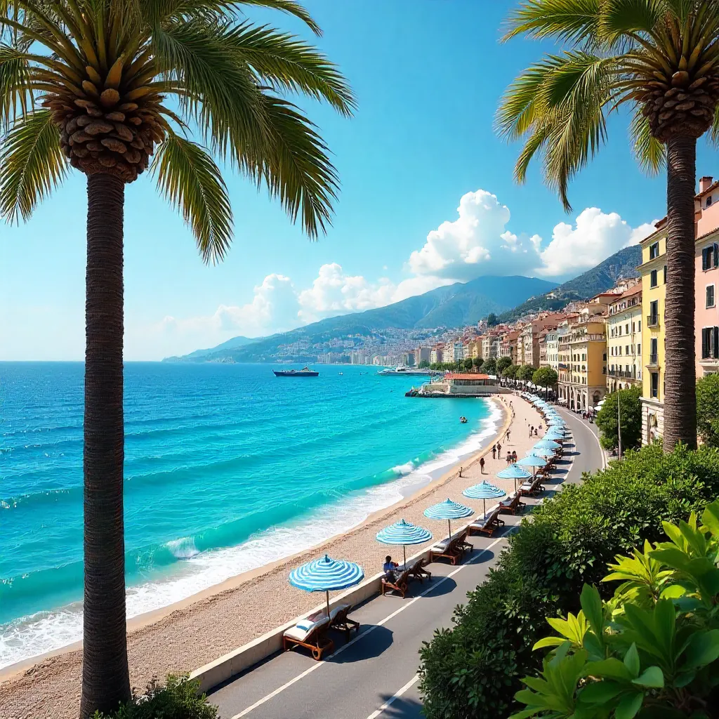 Turquoise Mediterranean Vista of Nice in Summer