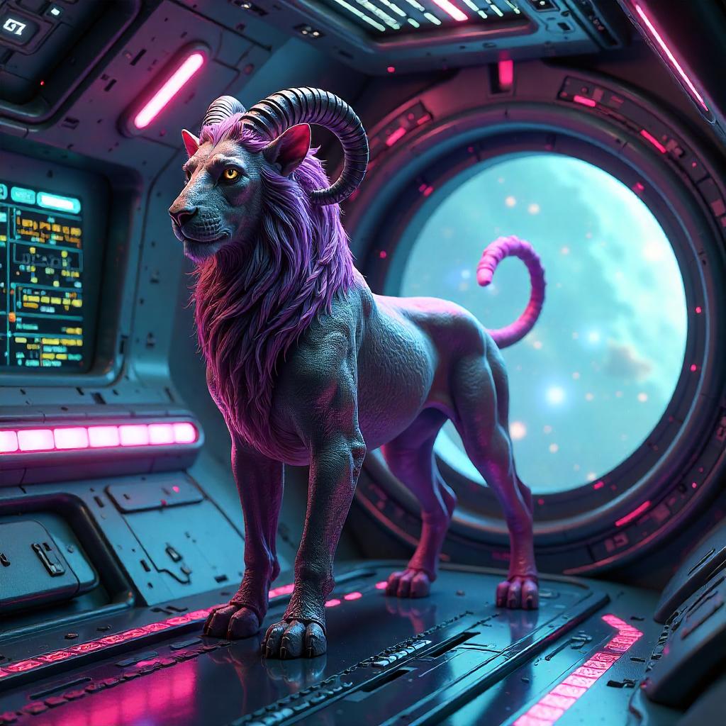 Chimera in an Alien Starship - 3D Render