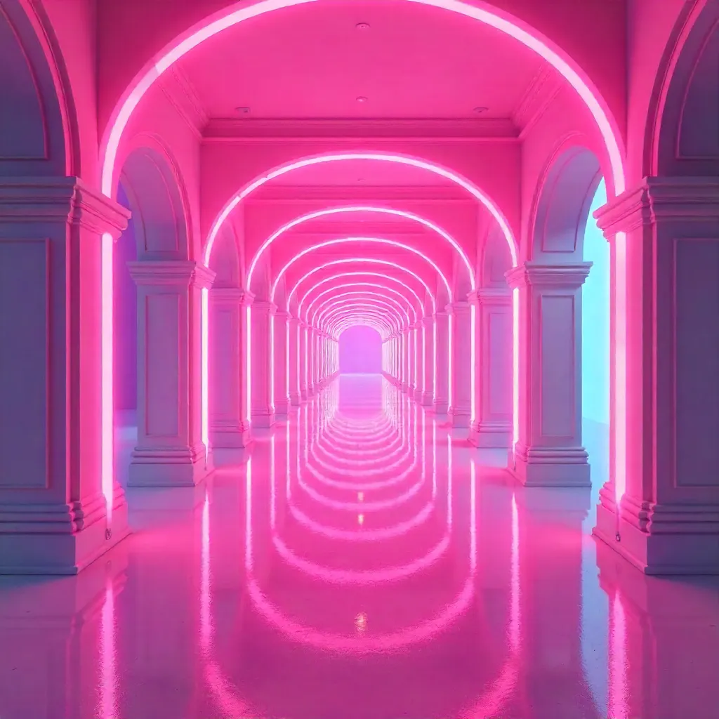 Neon Pink Archway Corridor of Dreams