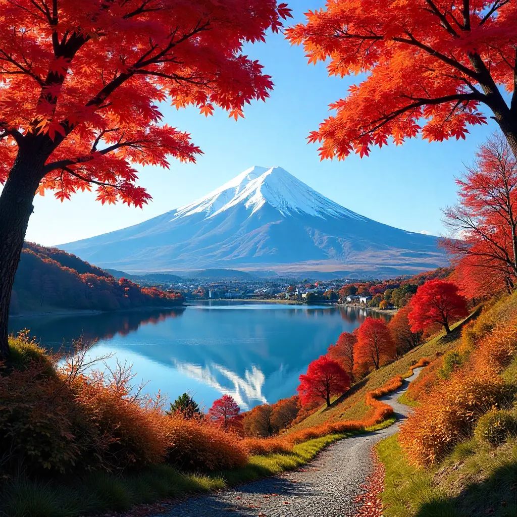 Mount Fuji Framed by Shizuoka's Autumn Foliage
