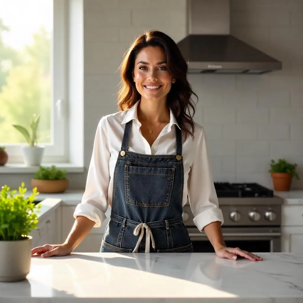 Confident Latina Chef in Modern Kitchen