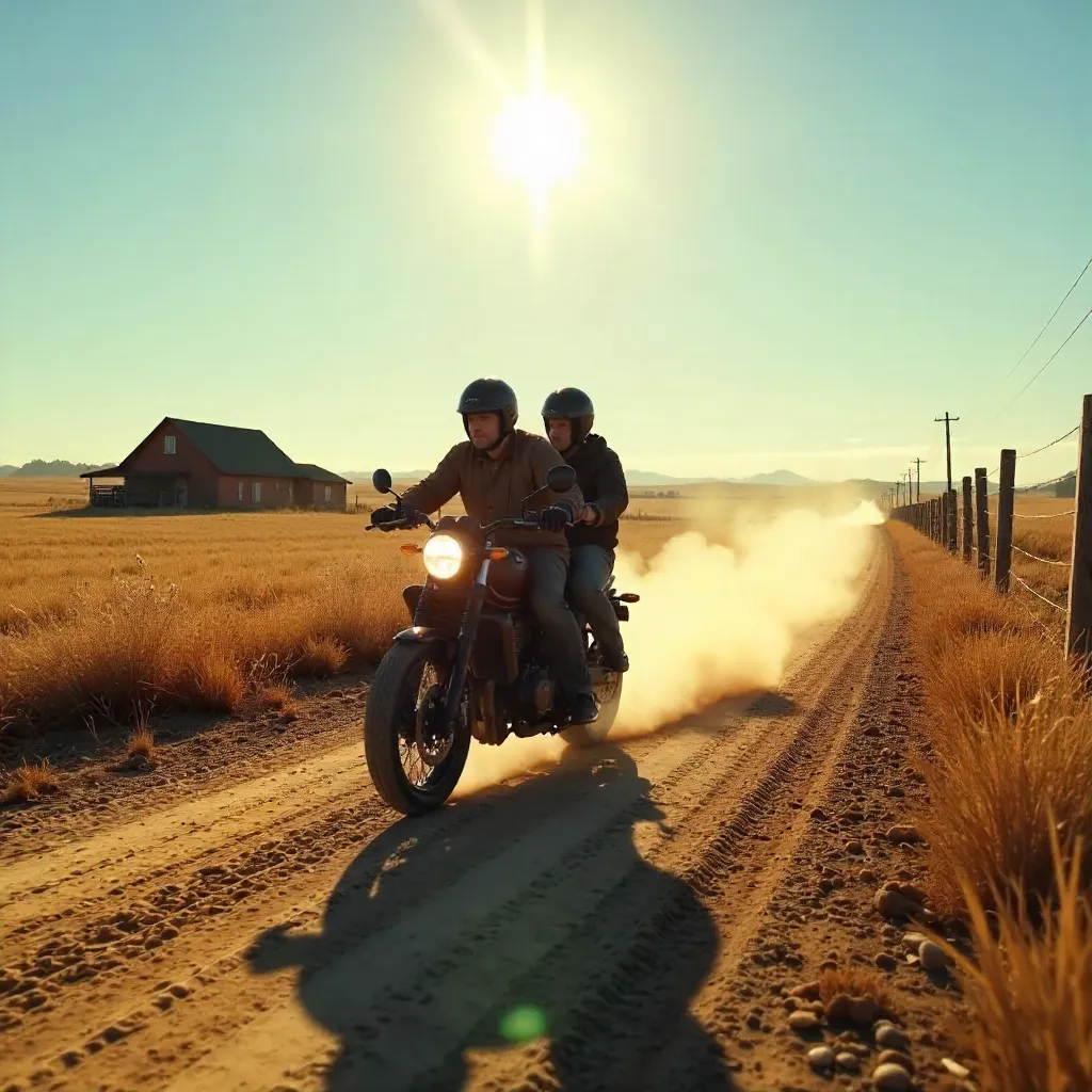 Dusty Road Duo: Two Riders on a Rural Day