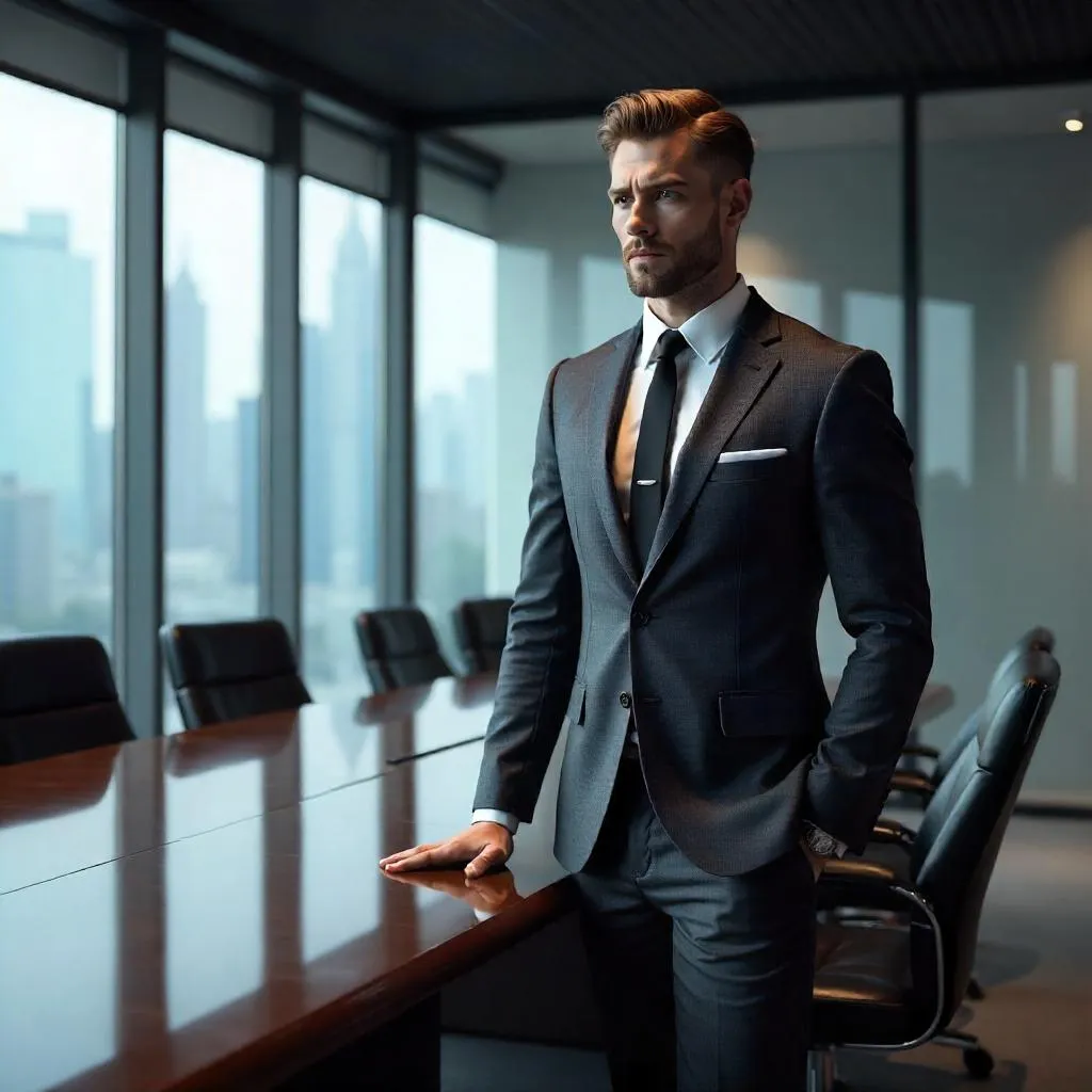 Stylish White Man in a Sleek Boardroom 3D Render
