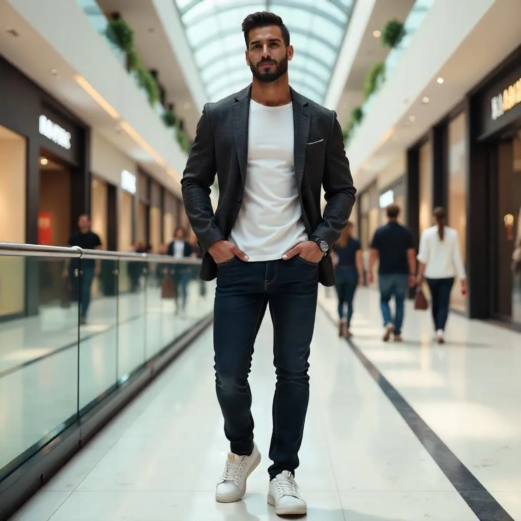 Confident Latino Man in a Modern Mall - 3D Render